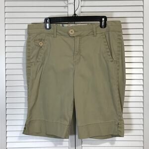 Blue Epic Khaki Tan stretch Twill Utility Chino Bermuda Shorts Women 14